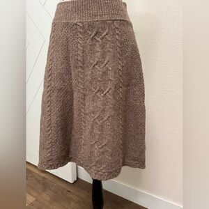Moth Anthropologie Taupe Wool Knit A-Line Skirt